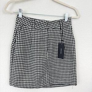Vero Moda Womens Harper High Rise Skirt Size 2 Mini Straight Houndstooth Black